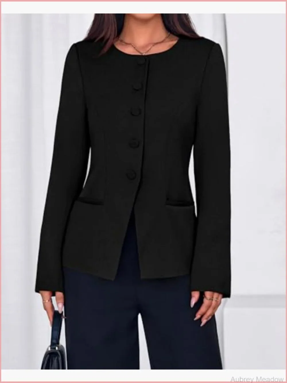Women's Business Casual Open Front Long Sleeve Suit Jacket Blazer with Pockets